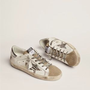 Golden Goose Women's Super-Star with zebra print pony skin star
